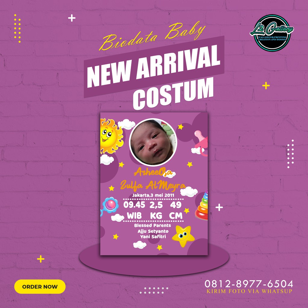(COD) BIODATA BAYI - BABY BIO - BIODATA KELAHIRAN BAYI UNIK - KADO BABY NEWBORN