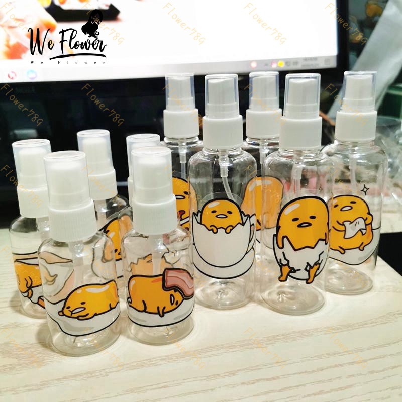 (We) Botol Spray Kosong Bahan Plastik Desain Gudetama Kapasitas 50/100ml Portabel Dapat Diisi Ulang