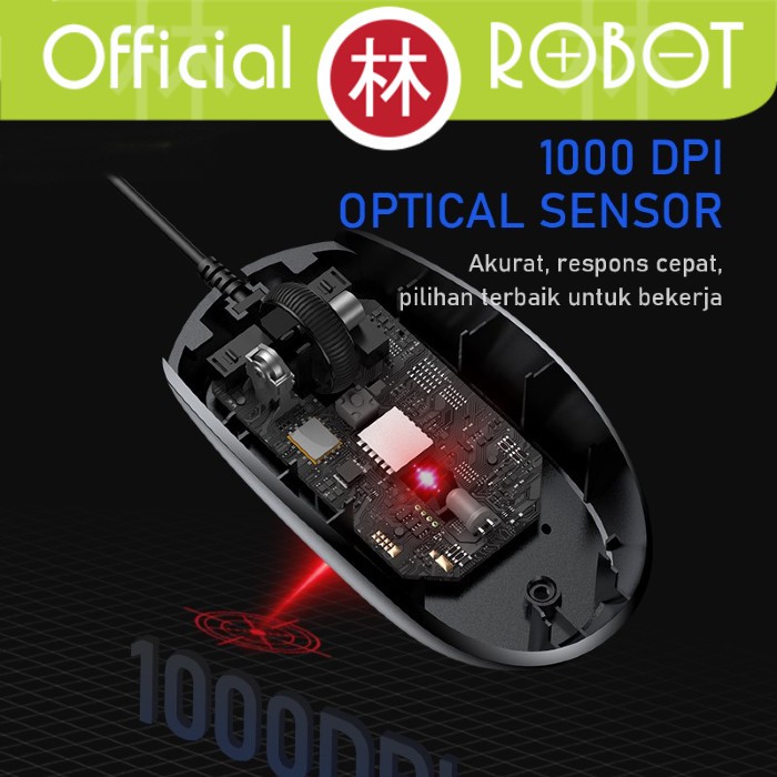 Robot M120 Office Wired Mouse 1000 DPI Ergonomic Design Anti Slip