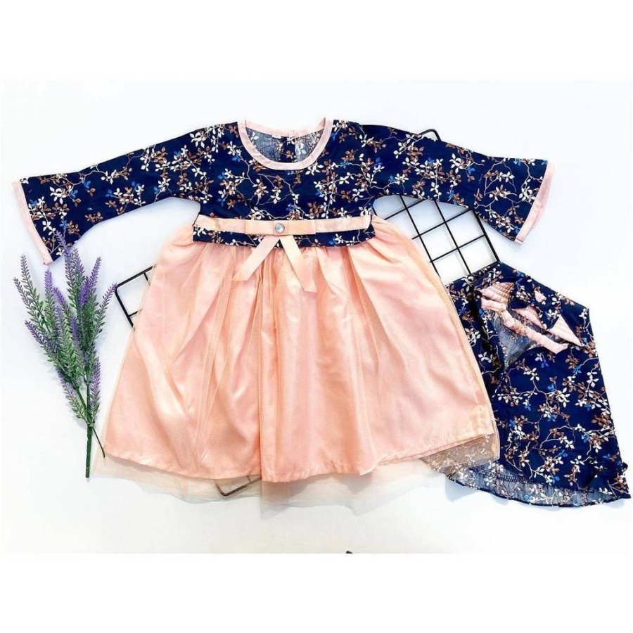 CHOCO - BJ120 gamis 1-3 tahun dapat jilbab pakaian muslim anak balita perempuan cewek moslem suit we