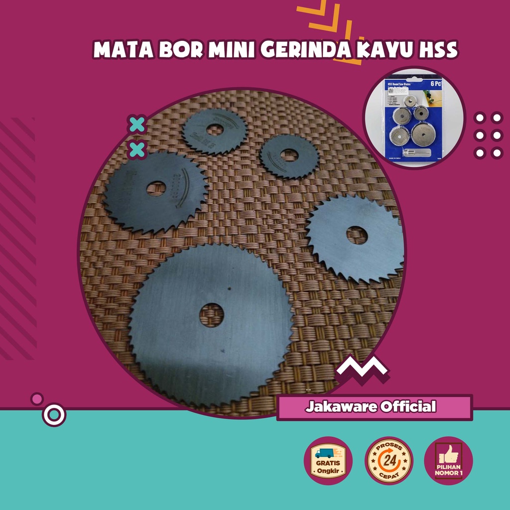 MATA BOR MINI GERINDA KAYU HSS 22/25/32/35/44MM 5 PCS GRAJI GRENDA TANGAN MINI KAYU BESI ALAT PELUBA
