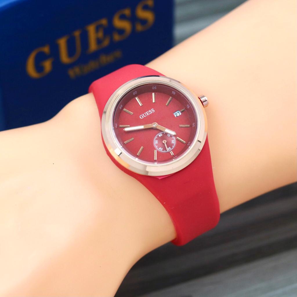 Jam Tangan Wanita/Cewek GUESS Terlaris, Skon/Detik Aktif, Tanggal Aktif, Set Box Original