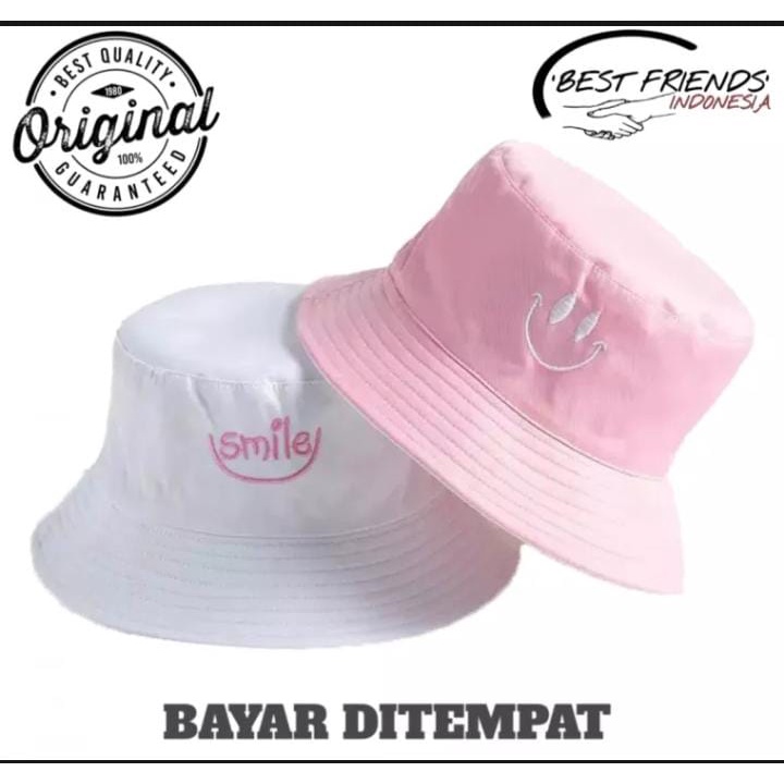 Topi Bucket Smile Pria Terbaru/Bucket Distro Bolak Balik