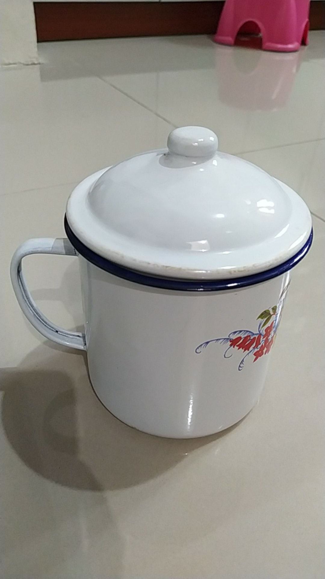 Mug Enamel Bunga 10cm Dan 12cm Mug Seng Mug Vintage