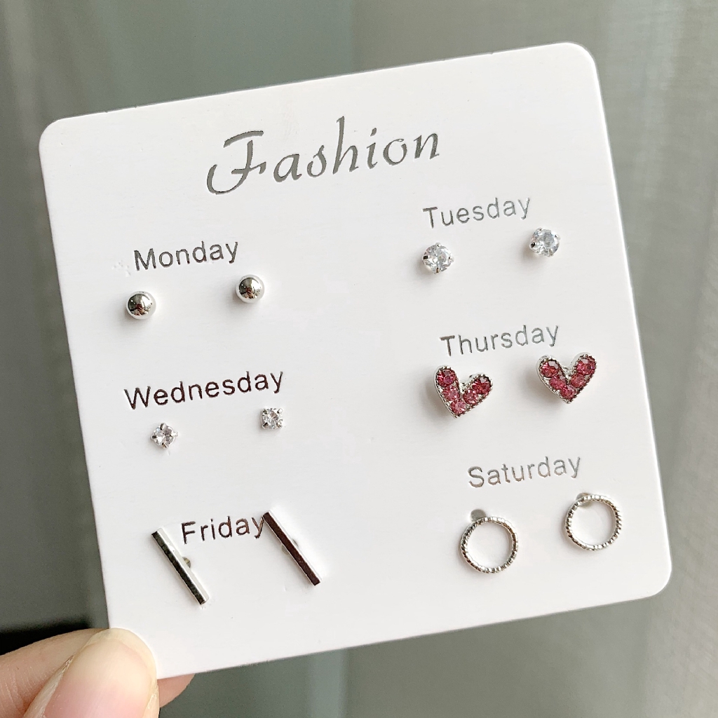 6 Pasang Set Anting Tusuk Bentuk Bulan Hati Bintang Lucu 6 Pasang Set Anting Tusuk Bentuk Bulan Hati Bintang Lucu