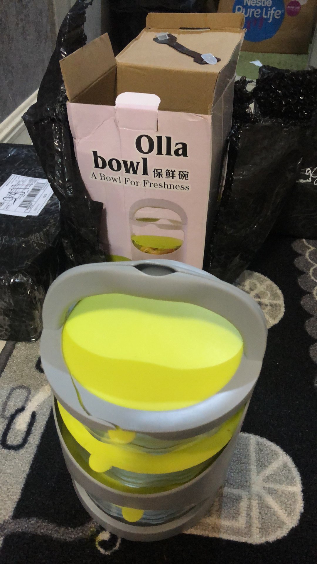 Rantang Kaca 3 Susun - Bowl Glass - Mangkok Tempat Bekal Makanan