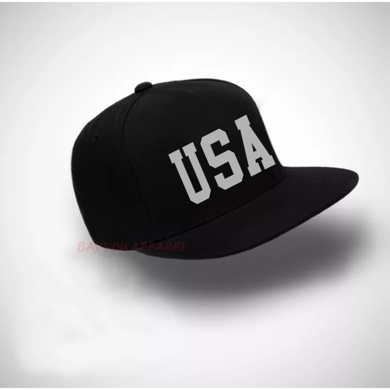 Topi Snapback USA Distro Keren - topi Snapback USA Logo warna Putih/ Bayar Ditempat