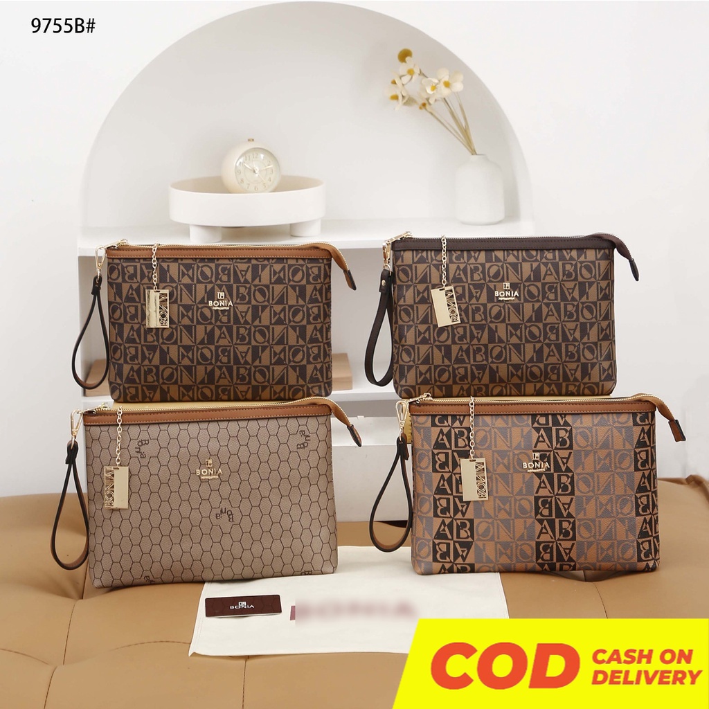 BAGBSB TAS WANITA CLUTCH BAG #9755B TIPIS WITH MONOGRAM MOTIF 29CM