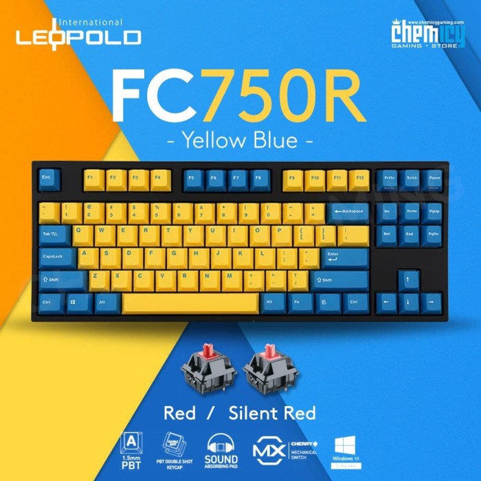 Leopold FC750R Yellow Blue Mechanical Gaming Keyboard