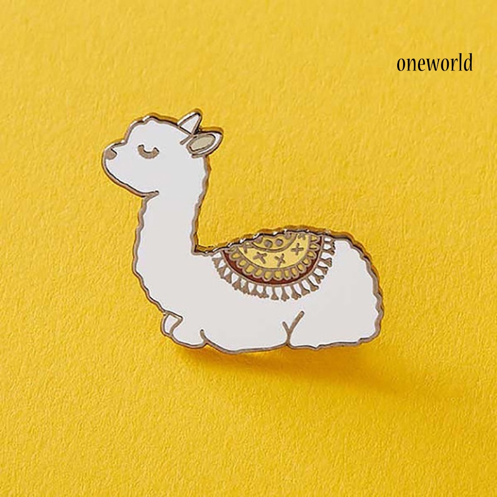 OW@ Cartoon Animal Alpaca Enamel Collar Shirt Pin Badge Brooch Jewelry for Women