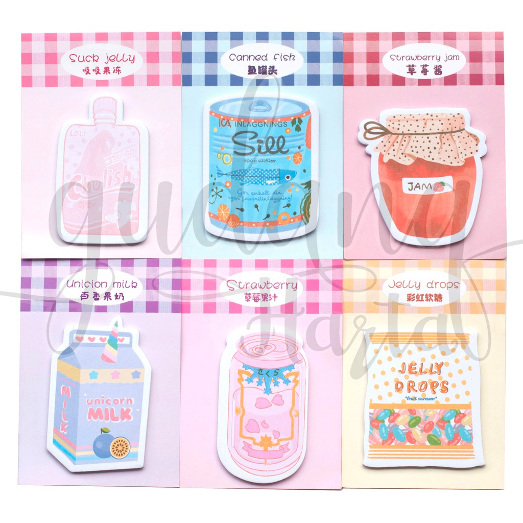 

Sticky Notes Unicorn Milk Jelly STrawberry Lucu Memo Unik DIY Scrapbook GH 301066