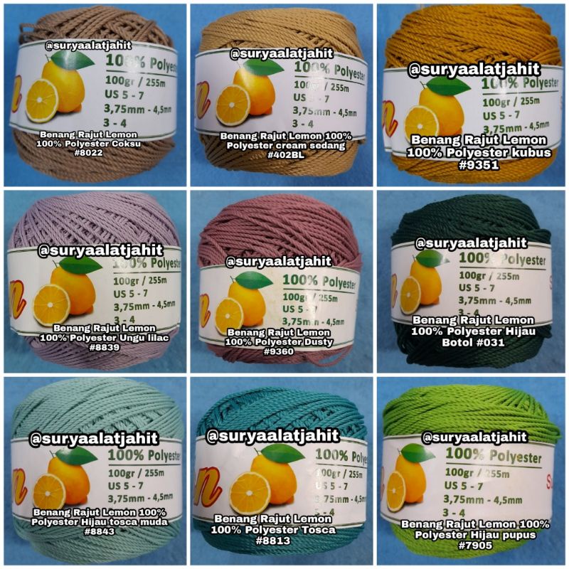 Benang Rajut Lemon 100% Polyester =rp.13.500/pcs