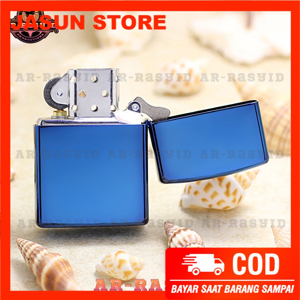 BISA COD! Korek Api Minyak Zippo Blue Ice Light Geometry Biru Logo 20446