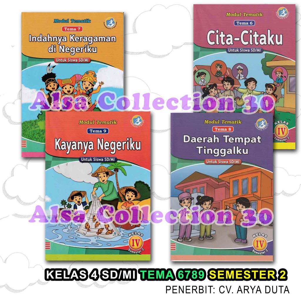 Sepaket LKS Kelas 4 SD MI Tema 6789 Semester 2 - Modul Tematik Buku LKS