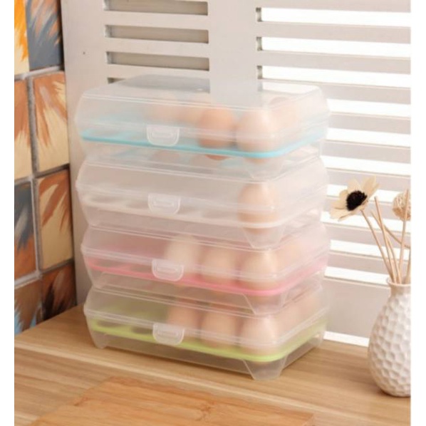 Tempat Box Telur 15 Lubang Sekat Kotak Box Organizer Telor