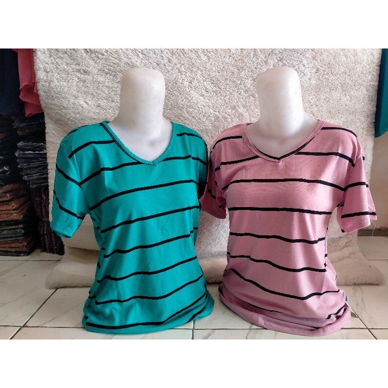 Kaos Wanita Salur Koas Lengan Pendek Kaos Santai Eles Premium