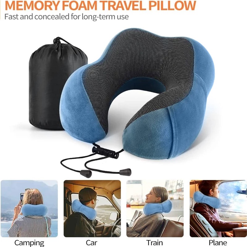 Bantal Leher U-Shape Foldable Travel Neck Pillow SER43