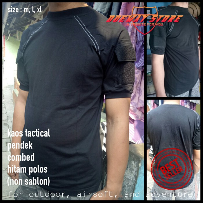 Promo KAOS TACTICAL PENDEK HITAM POLOS BDU COMBED