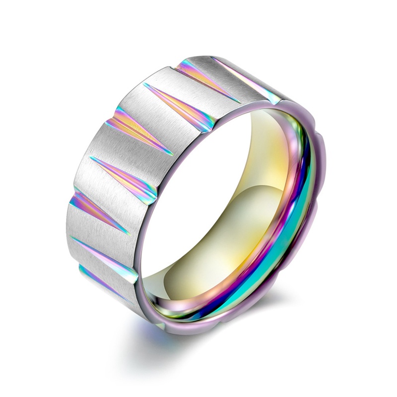 Cincin Bahan Titanium Steel Bentuk Persegi Panjang Geometris Warna-Warni Untuk Pria