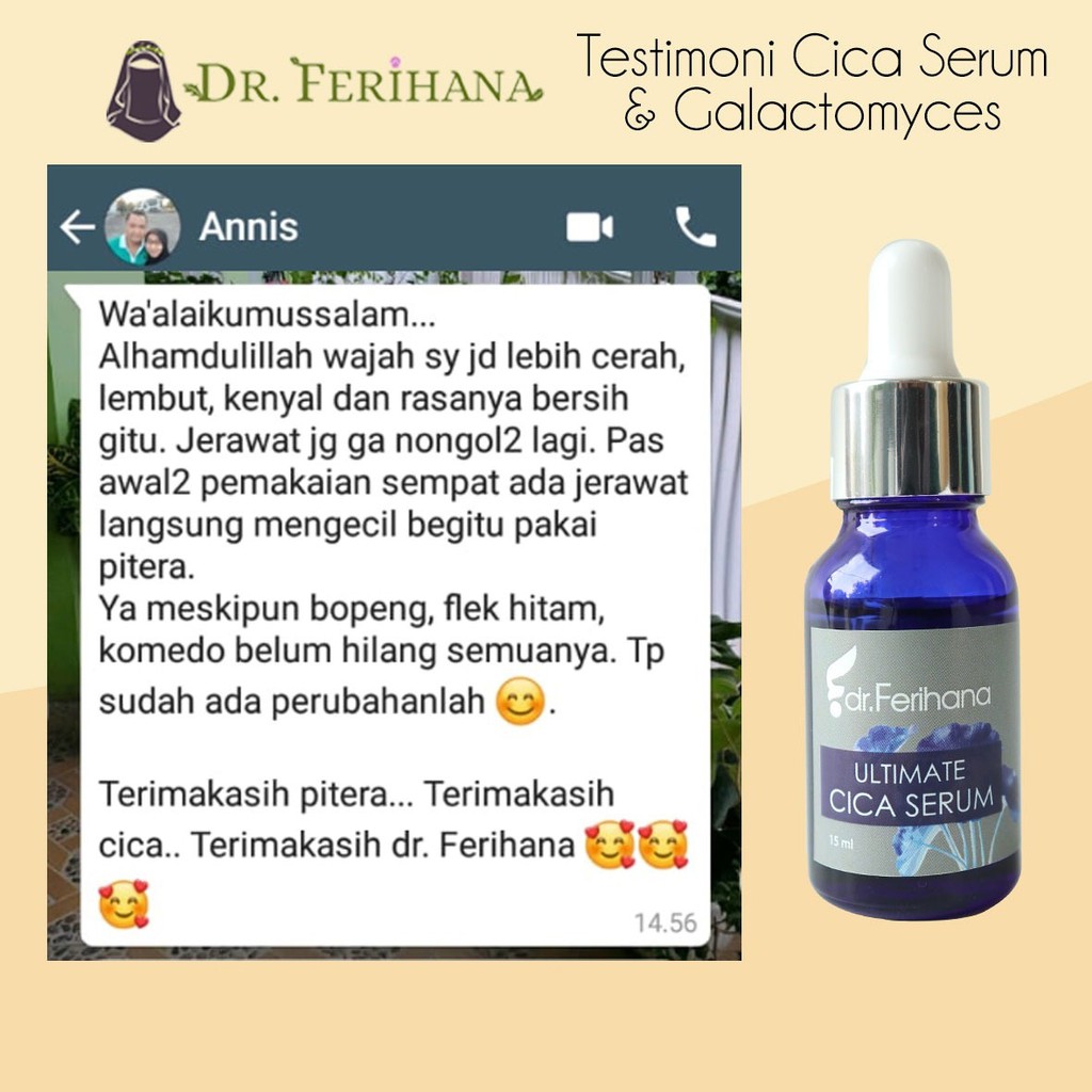 Ultimate Cica Serum dr. Ferihana Cosmetics &amp; Skincare Merupakan Produk Perawatan Wajah untuk Mengatasi Bopeng Scar Bekas Jerawat dan Luka Stretch Marks Selulit Kulit sensitif Memperbaiki Skin Barrier Sekaligus Anti Aging BPOM LPPOM HALAL MUI