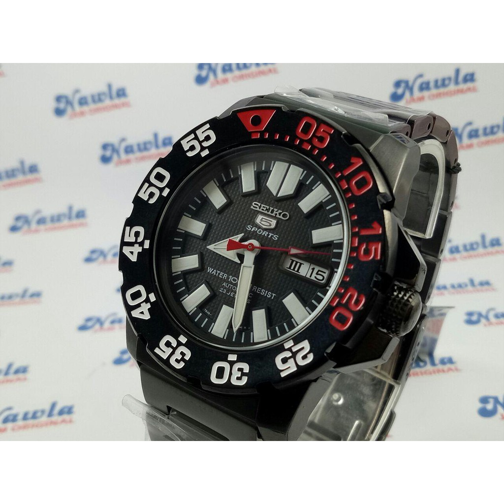 Seiko 5 Sports SNZF53K1 Automatic Black Monster 100M | Jam Pria SNZF53