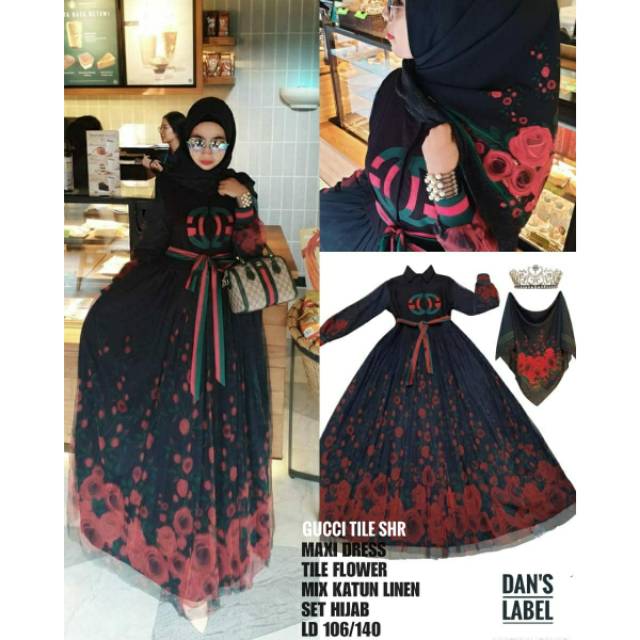 Setelan gamis ori tile SHR terbaru murah