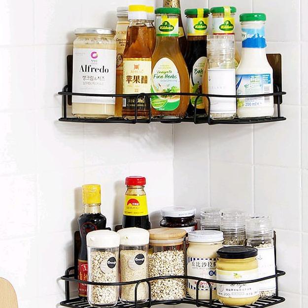 ✩ Rak Sudut siku Besi Tempel dinding Kamar Mandi Toilet - Rak Bumbu Dapur 1 susun ➤