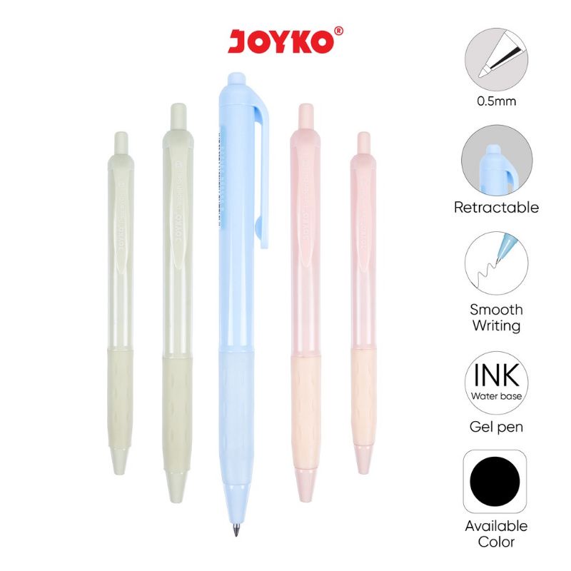 

JOYKO Pen Gel GP-337 PASPEN Ink Water Base Bullet Tip Retractable Ecer 0.5 Mm