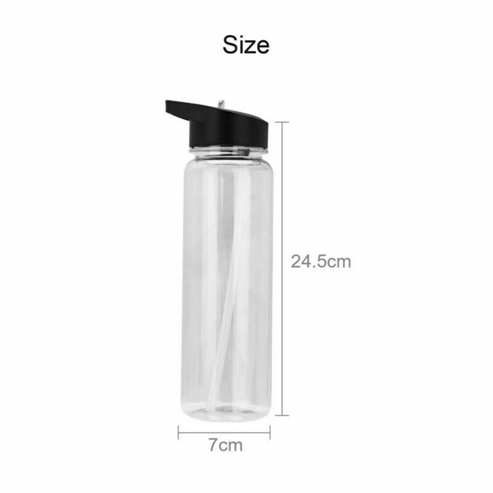 【COD Tangding】750ml Portable Transparent Sports Water Bottle Gym Clear Travel Leak Proof Drinking Straw Cup