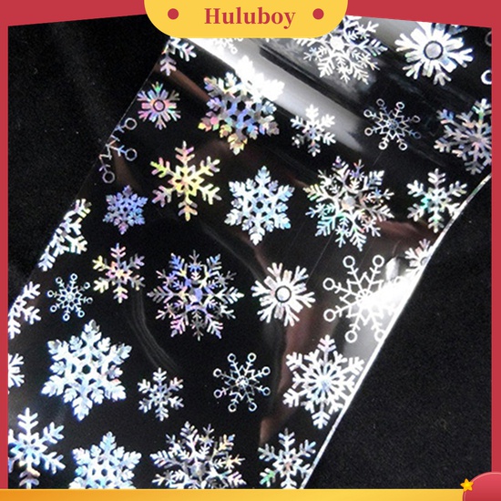 Huluboy Huluboy♡ 1 Lembar Stiker Kertas Foil Transfer Motif Snowflake Natal Untuk Dekorasi Nail Art DIY