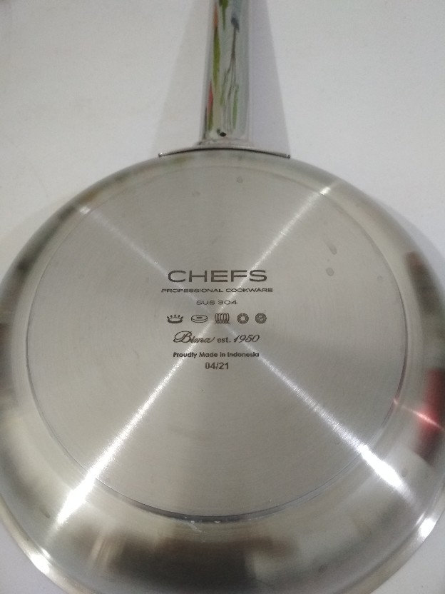 Bima Chefs Bp1901524 Frypan Stainless 3 Ply 24cm Wajan Frypan Stainless 304