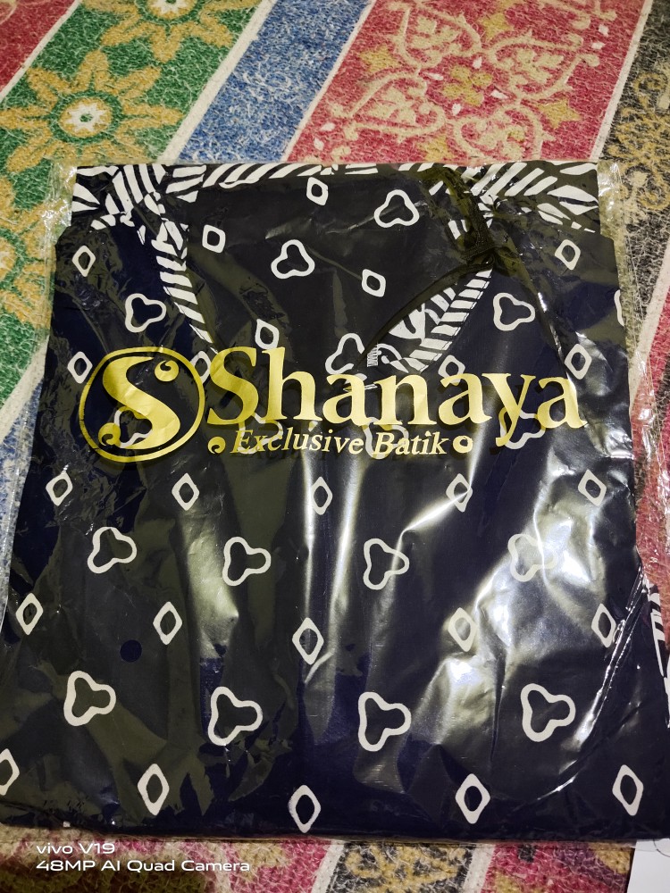Shanaya Batik Tunik Seling Cap Garutan Navy Batik Asli Solo Atasan Batik Modern S M L Xl Xxl