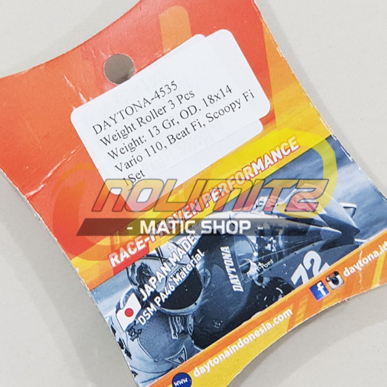 Roller CVT Daytona Japan Black Teflon 13gr Beat FI Vario FI Scoopy FI