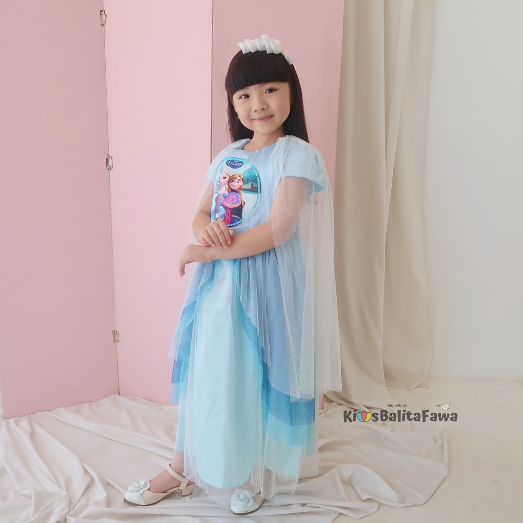 Gaun SNOWY FROZEN uk 3-4 Tahun / Gaun Pesta Ulang Tahun Kostum Princess Elsa Premium Dres Frozen