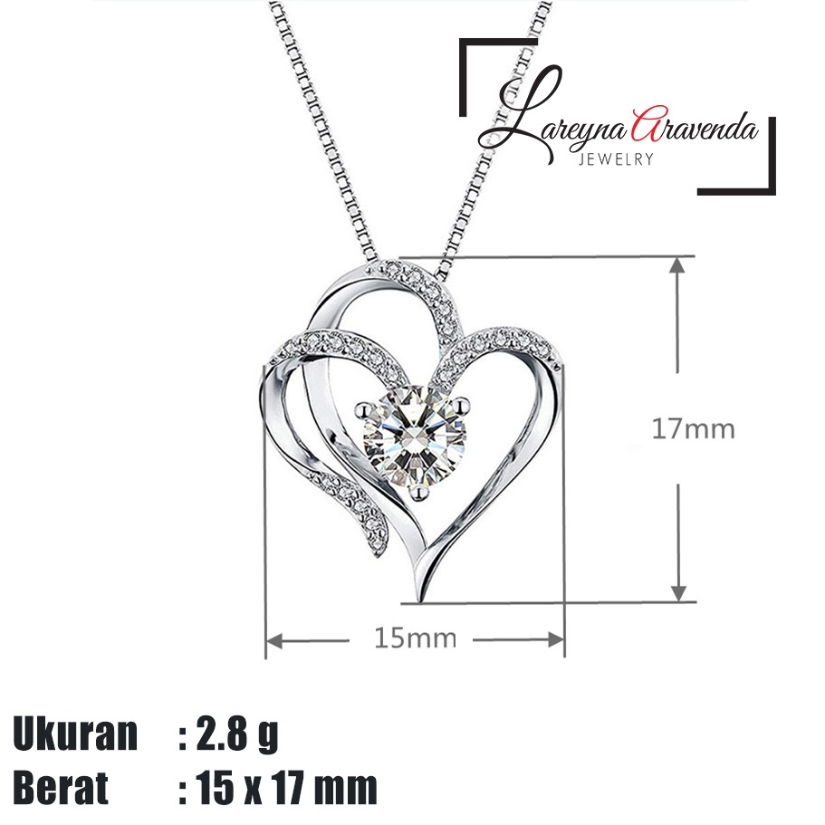 Kalung Titanium + Liontin Wanita Model Double Love Crystal KL020