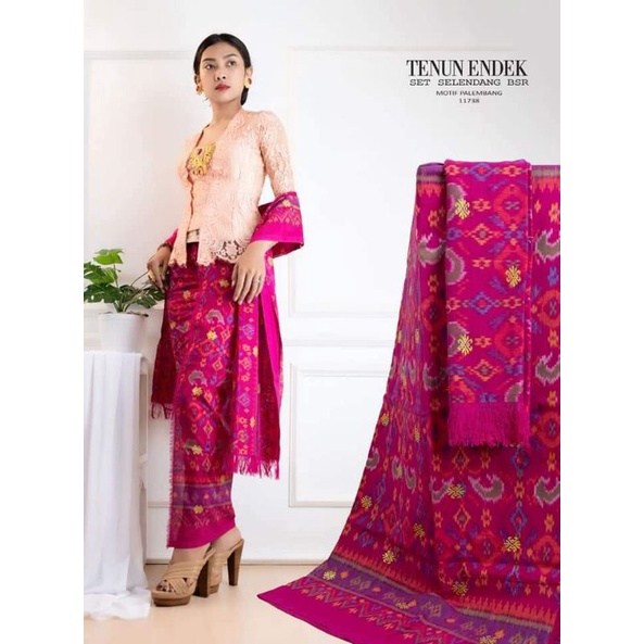 endek Palembang set selendang dg Tretes emas