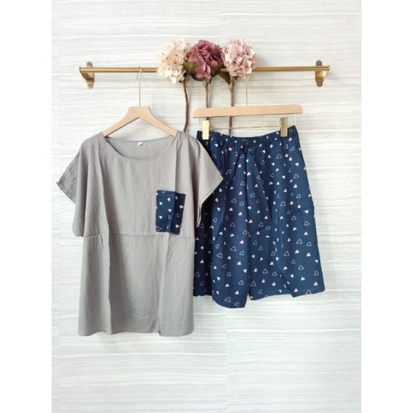 (COD) SETELAN PIYAMA BABYDOLL HOTPANTS JUMBO CELANA PENDEK / PIYAMA RAYON VISCOSE JUMBO FIT TO XXL /