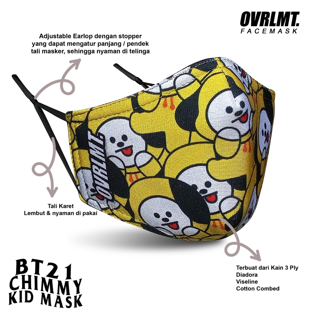 Masker Bt21 Chimmy / Mang / koya Masker anak Overlimit