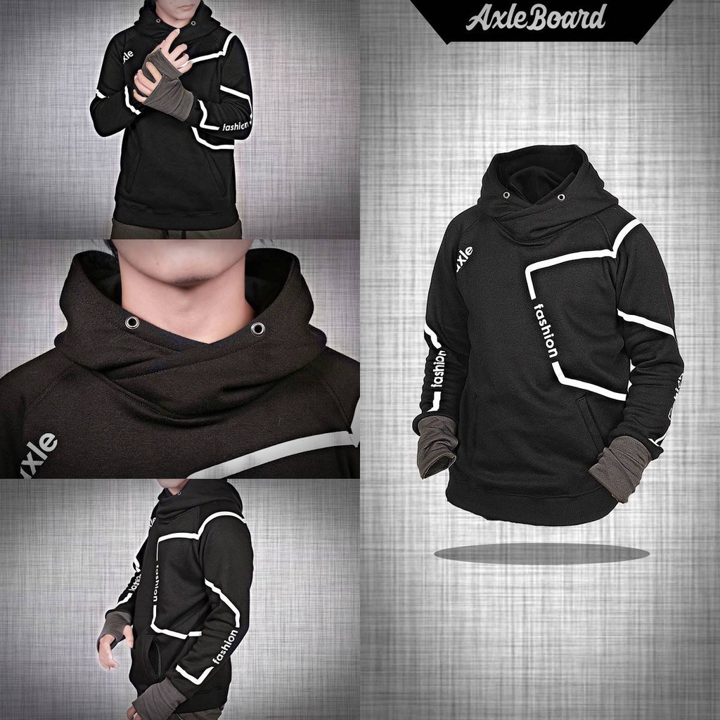 EXCLUSIVE Japan/korean style ( SWEATER BLACK UNITY HOODIE FINGERLESS )