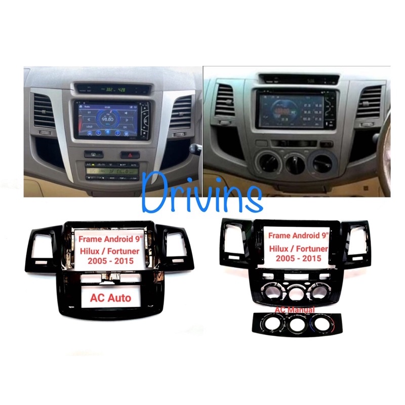 FRAME HEAD UNIT DOUBLE DIN ANDROID TOYOTA FORTUNER / TOYOTA HILUX 9” INCH 2005-2015