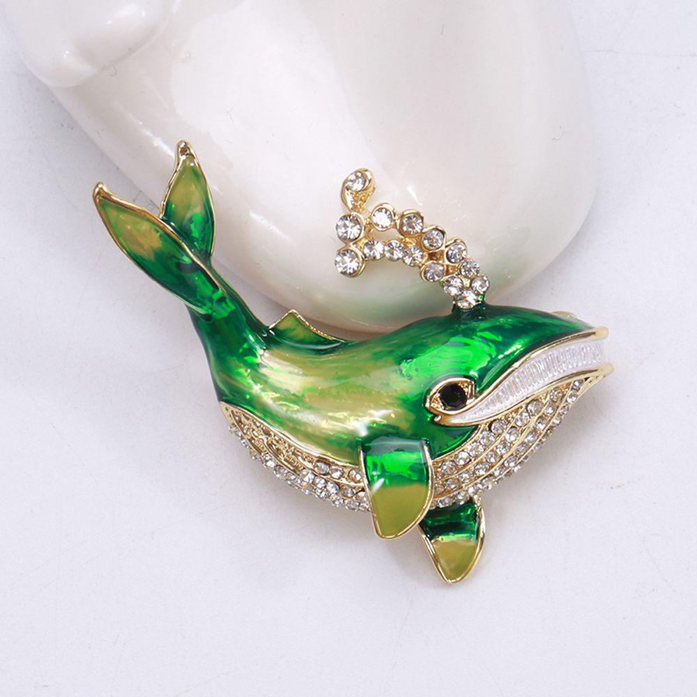 Mxbeauty Bros Pin Enamel Bentuk Ikan Paus Aksen Berlian Imitasi Bahan Alloy Gaya Korea