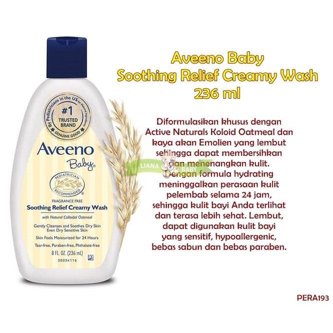 PERA193 AVEENO BABY SOOTHING RELIEF CREAMY WASH 236 ML exp 6 2024