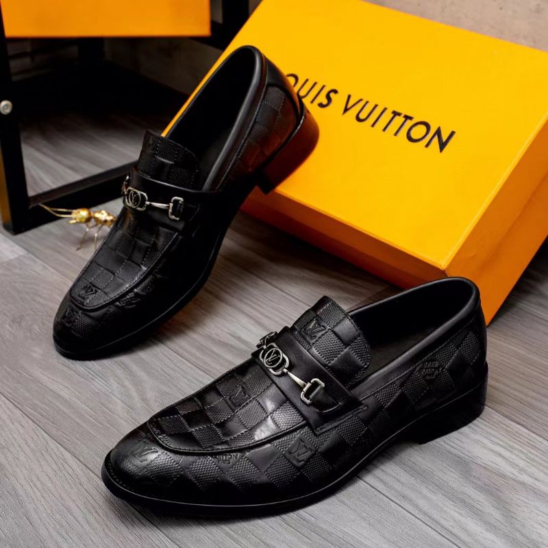 sepatu pria pantofel lv hitam kulit formal shoes men slip on cowok slide