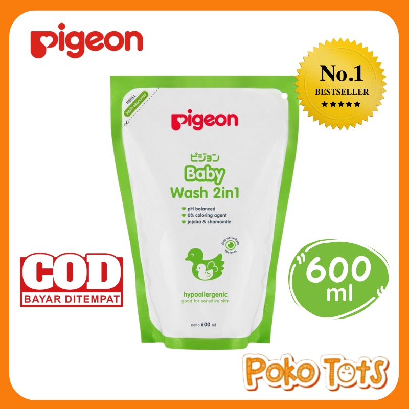 Pigeon Baby Wash 2in1 600ml Sabun Anak Hair &amp; Body Wash Pouch Refill WHS