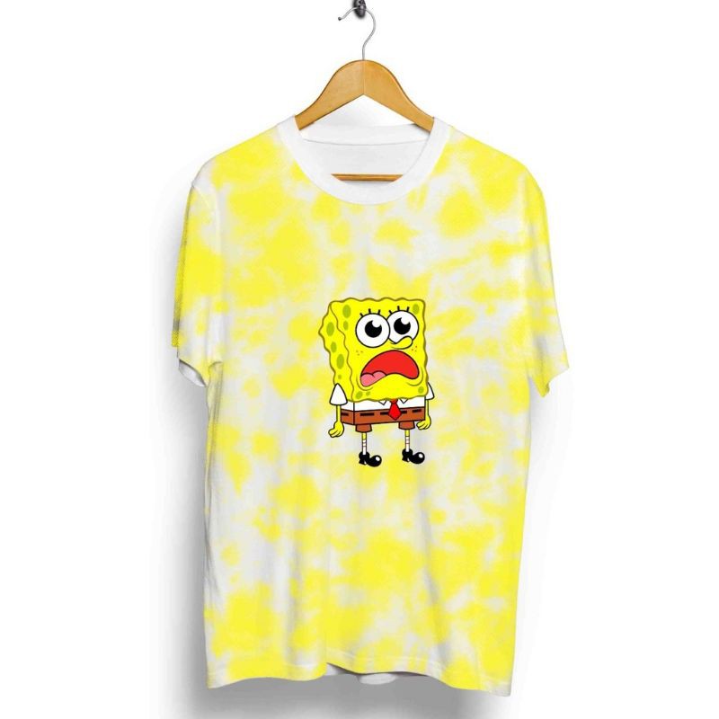 Fourfashion Kaos Pria Kaos Distro SPONGEBOOB TIE DIE Yellow White CN864