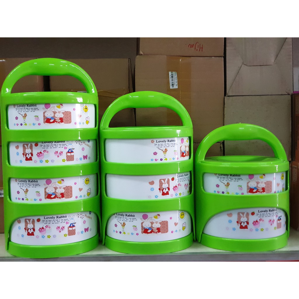 Rantang Plastik Susun 2/3/4 Hommy 3400/Rantang Segi Susun 2/3/4/Rantang Hommy 3400