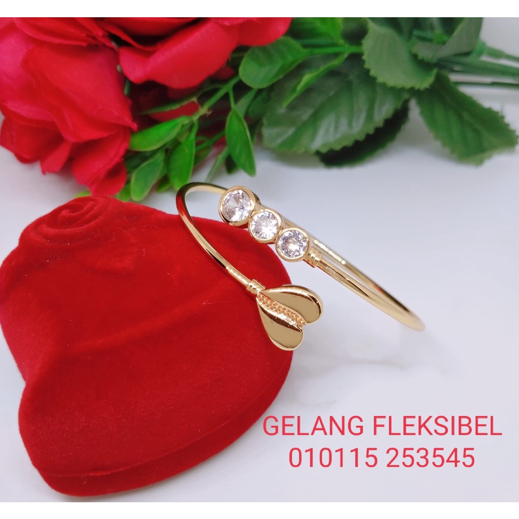 Gelang Tangan Bangle Fleksibel Wanita Titanium Xuping Perhiasan Aksesoris Fashion Lapis Emas Anti Karat