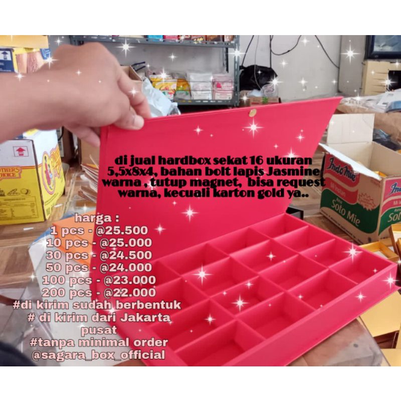 sagara box - hardbox sekat 16 - hardbox magnet / tidak magnet / kotak uk. 5,5 x 8 x 4 sekat 16 - box