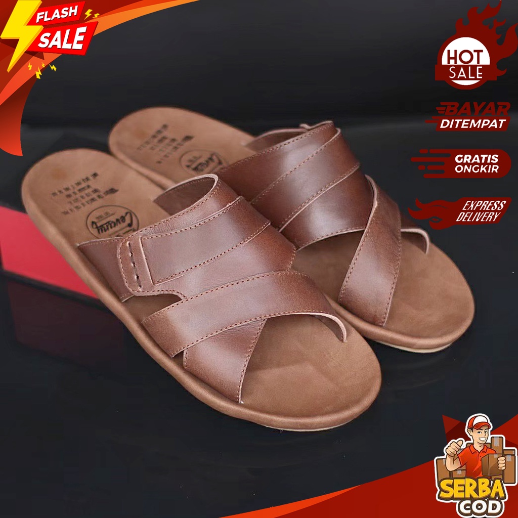 Sendal Slop Sliper Kulit Asli Tradisional Jawa - Sandal Kulit Original 100% Pria Distro Awet Model R