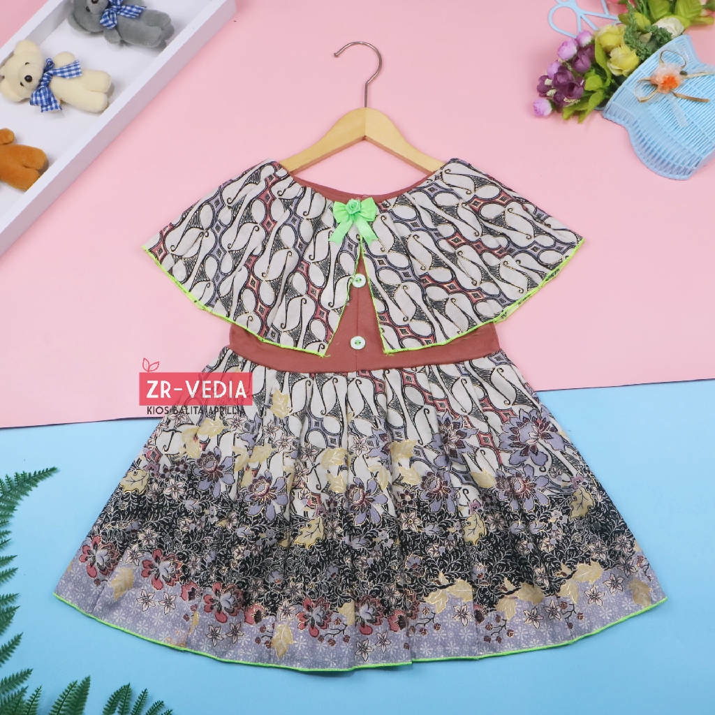 Dress Irene size 3-4 Tahun / Dres Batik Cape Balita Perempuan Murah Baju Anak Cewek Katun Adem Gaun